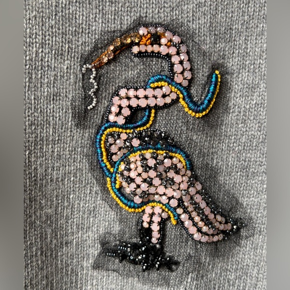 RED Valentino Embellished Bird Gray Cardigan Sweater - Picture 2 of 6